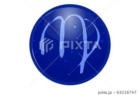 青色の12星座のアイコン 星の配置入り おとめ座のイラスト素材