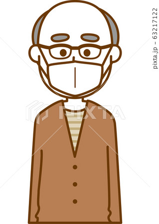 風邪予防のマスクをしている老人男性のイメージイラスト 63217122