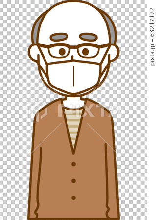 風邪予防のマスクをしている老人男性のイメージイラスト 63217122