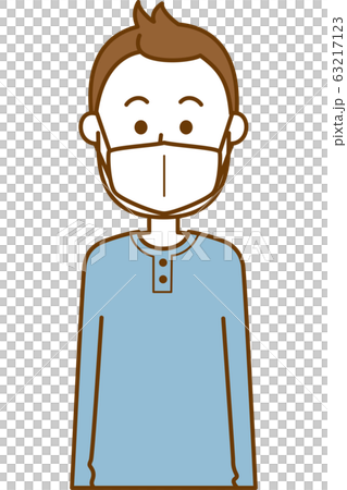 風邪予防のマスクをしている男性のイメージイラスト 63217123