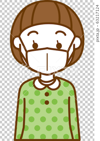 風邪予防のマスクをしている女の子のイメージイラスト 63217124