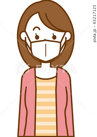 風邪予防のマスクをしている女性のイメージイラスト 63217125