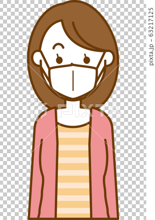 風邪予防のマスクをしている女性のイメージイラスト 63217125
