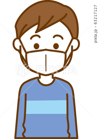 風邪予防のマスクをしている男の子のイメージイラスト 63217127