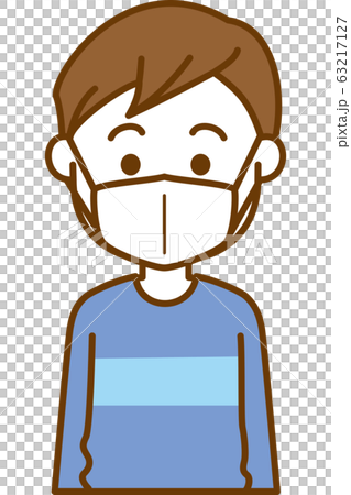 風邪予防のマスクをしている男の子のイメージイラスト 63217127
