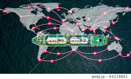 Aerial view LPG tanker ship, Global business Aerial view LPG tanker ship, Global business 63218661
