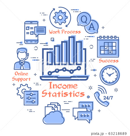Vector concept of online support - income statistics icon Vector concept of online support - income statistics icon 63218689