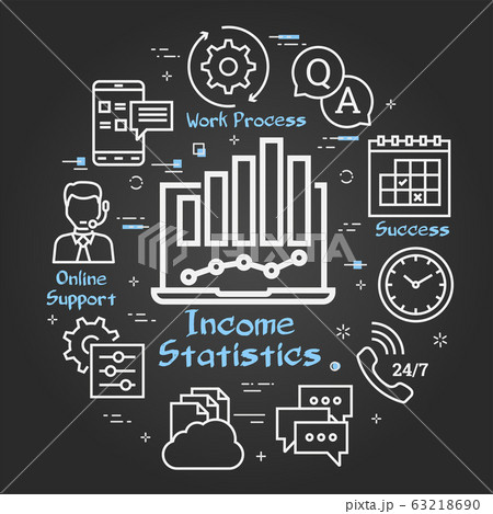 Vector black concept of online support - income statistics icon Vector black concept of online support - income statistics icon 63218690