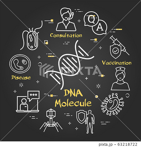 Vector black concept of bacteria and viruses - dna molecule icon 63218722