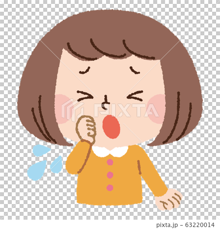 咳をする女の子　マスクなし 63220014