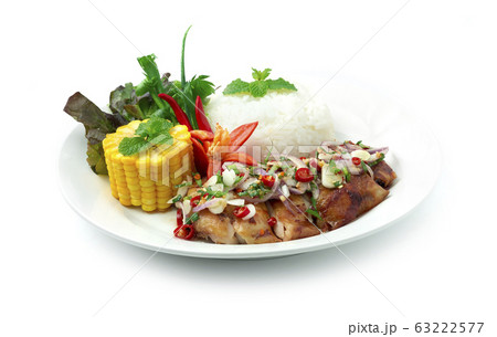 Spicy Grilled Chicken with Rice recipe Thai Food 63222577