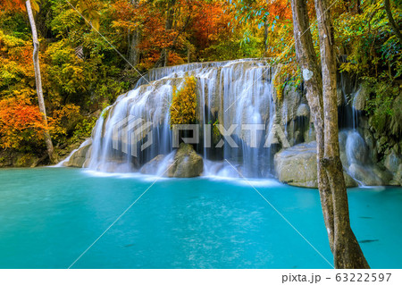 Colorful majestic waterfall in national park 63222597