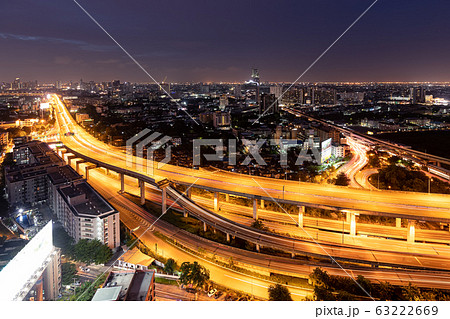 Expressway arial view during night with light 63222669