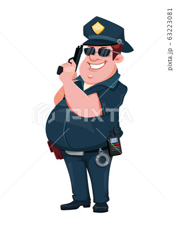 Police Officer Funny Cartoon Characterのイラスト素材