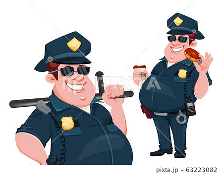 Police Officer Funny Cartoon Characterのイラスト素材