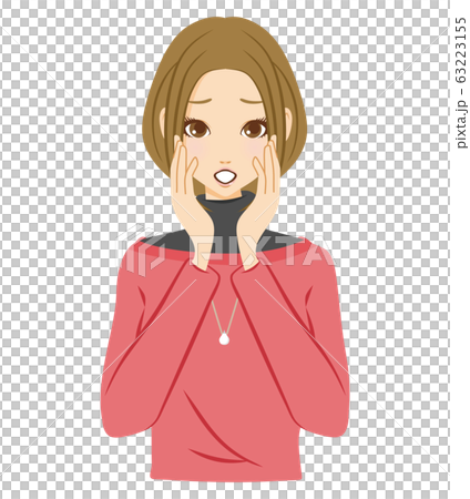 女性　驚く　怯える 63223155
