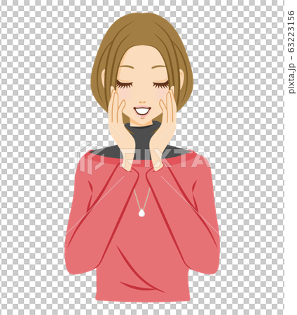 女性　笑顔　嬉しい　照れる 63223156