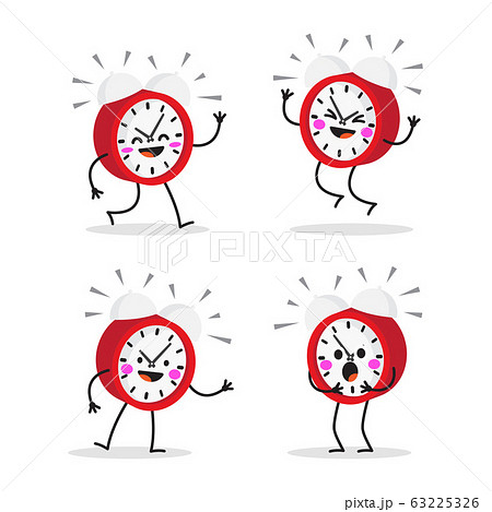 Characters Alarm Clock Set Of Emotions And Alarmのイラスト素材