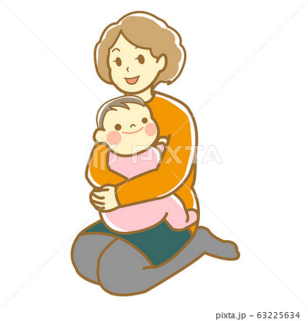 赤ちゃんを抱っこするお母さん１のイラスト素材