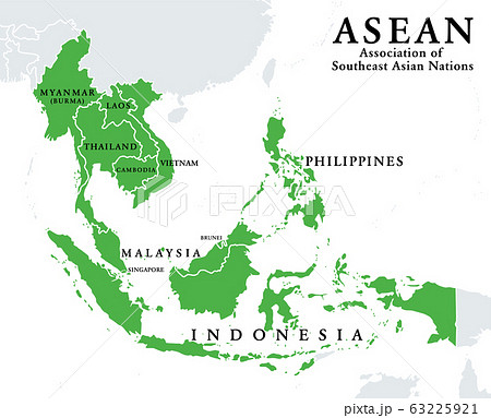 Asean Member States Infographic And Map のイラスト素材 63225921 Pixta