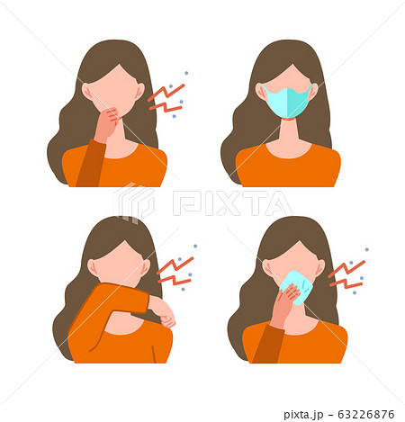 色々な咳エチケットのフラットデザイン人物イラスト 63226876