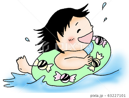 水遊びをするこどものイラスト素材