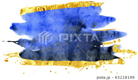 Coloured Watercolor Background. Blue and gold 63228199