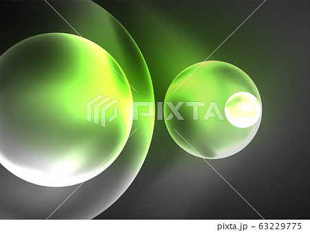 Glowing neon shiny transparent bubbles, glass circles or bio cell concept. Techno futuristic vector abstract background For Wallpaper, Banner, Background, Card, Book Illustration, landing page 63229775