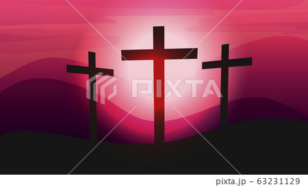 Three Crosses On Calvary, Crown Of Thorns Vector . Three Crosses On Calvary, Crown Of Thorns Vector . 63231129