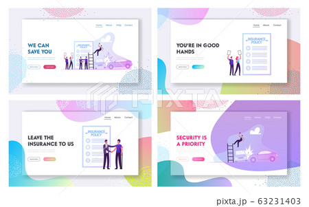 Accident Insurance, Secure and Financial Guarantee Landing Page Set. Compensation for Injury, Trauma at Workplace Accident Insurance, Secure and Financial Guarantee Landing Page Set. Compensation for Injury, Trauma at Workplace 63231403