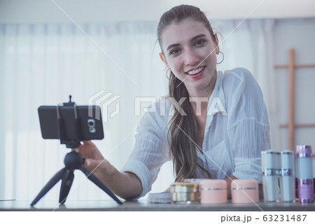 Young cute artist woman beauty vlogger or blogger Young cute artist woman beauty vlogger or blogger 63231487