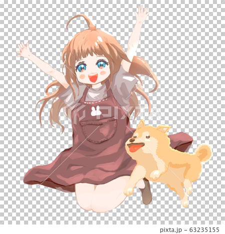 元気な柴犬と女の子 元気な柴犬と女の子 63235155