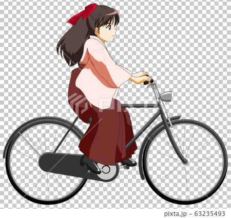 ハイカラ娘 自転車に乗るのイラスト素材