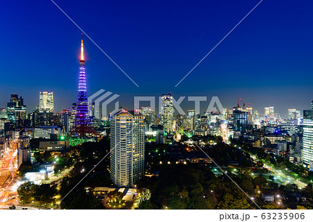 東京タワーと夜景 東京タワーと夜景 63235906