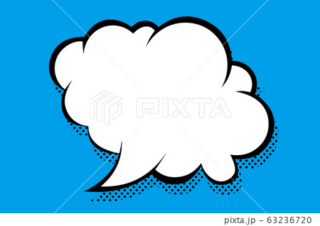 アメコミ 雲形 マンガの吹き出し コメントバルーン テキストボックス 手描き ドットの影付きのイラスト素材