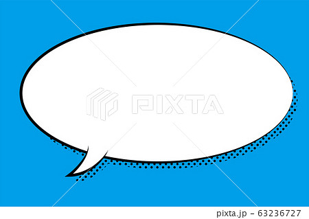 アメコミ 楕円形 マンガの吹き出し コメントバルーン テキストボックス 手描き ドットの影付きのイラスト素材