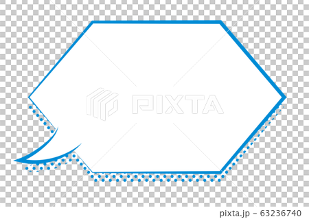 アメコミ素材 六角形 マンガの吹き出し コメントバルーン テキストボックス ドット影付のイラスト素材