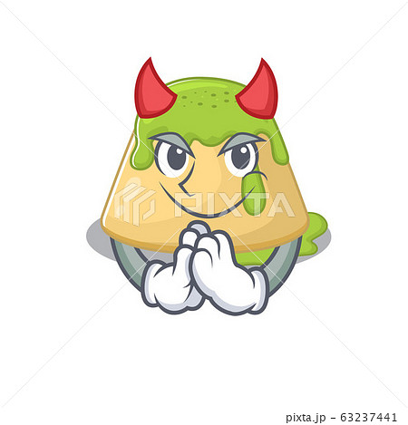 A picture of pudding green tea in devil cartoon design 63237441