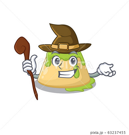 Cute and sneaky Witch pudding green tea cartoon design style 63237455