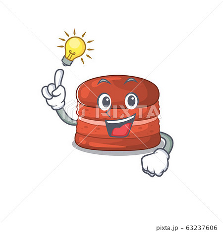 Have an idea gesture of cherry macaron mascot character design 63237606
