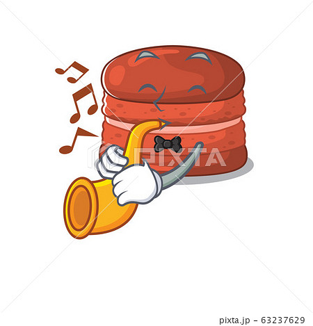 cherry macaron cartoon character design playing a trumpet cherry macaron cartoon character design playing a trumpet 63237629