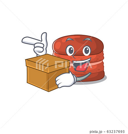Cherry macaron cartoon design style having a box 63237693