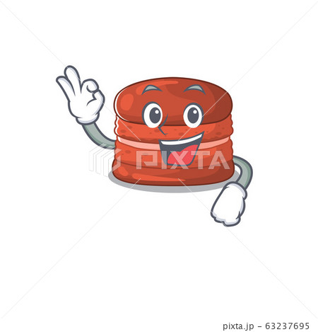 Cherry macaron cartoon character design style making an Okay gesture 63237695