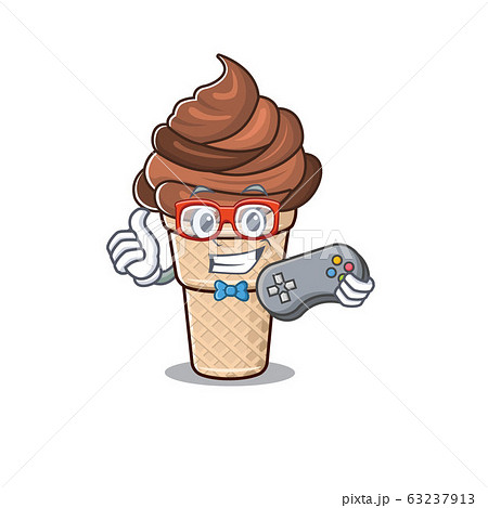 Cool gamer of chocolate ice cream mascot design style with controller Cool gamer of chocolate ice cream mascot design style with controller 63237913
