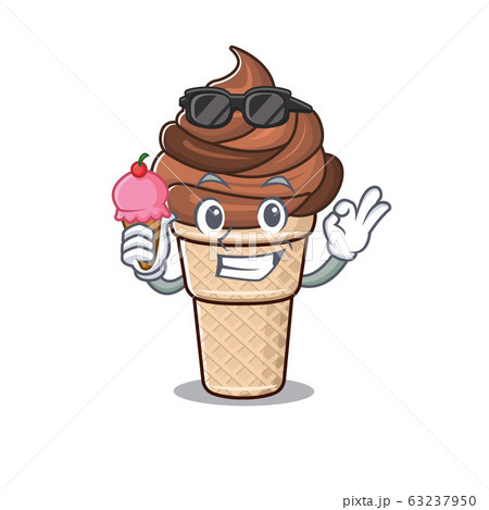 cartoon character of chocolate ice cream holding an ice cream 63237950