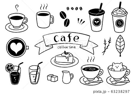 カフェ風イラスト 線画 のイラスト素材 63238297 Pixta