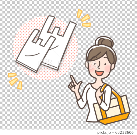 レジ袋　有料　案内など　女性指差し 63238606
