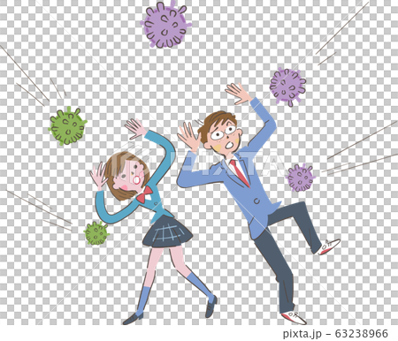 ウイルスに怯える学生 イラスト ウイルスに怯える学生 イラスト 63238966