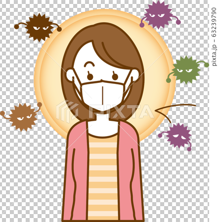 Image illustration of a woman wearing a cold prevention mask 63239790