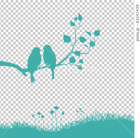 Two birds perching on field and branches Two birds perching on field and branches 63241439